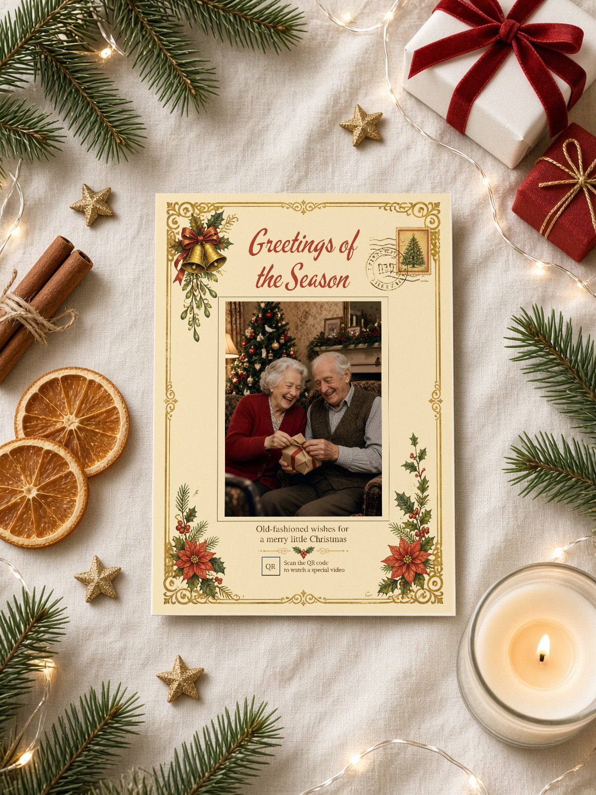 Card on a Christmas table