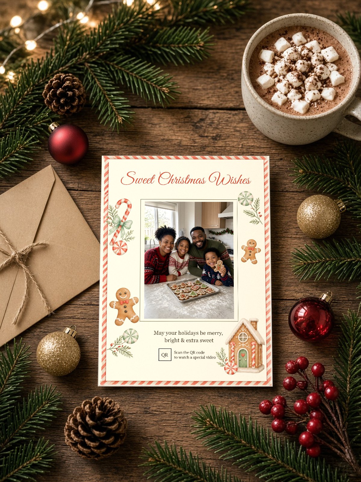 Card on a Christmas table