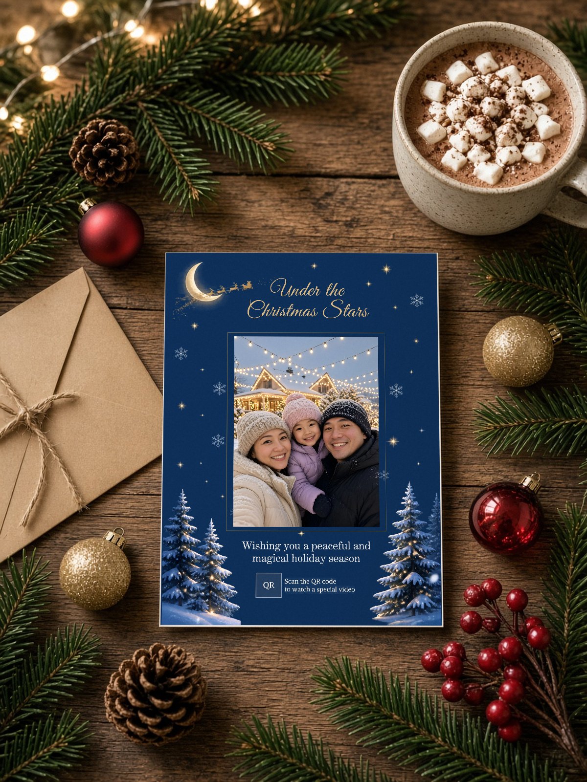 Card on a Christmas table