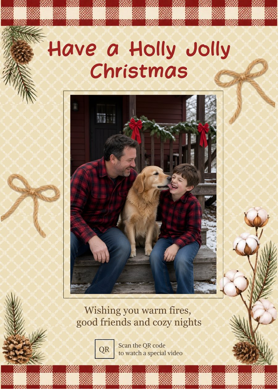 Holly Jolly Plaid Christmas card design