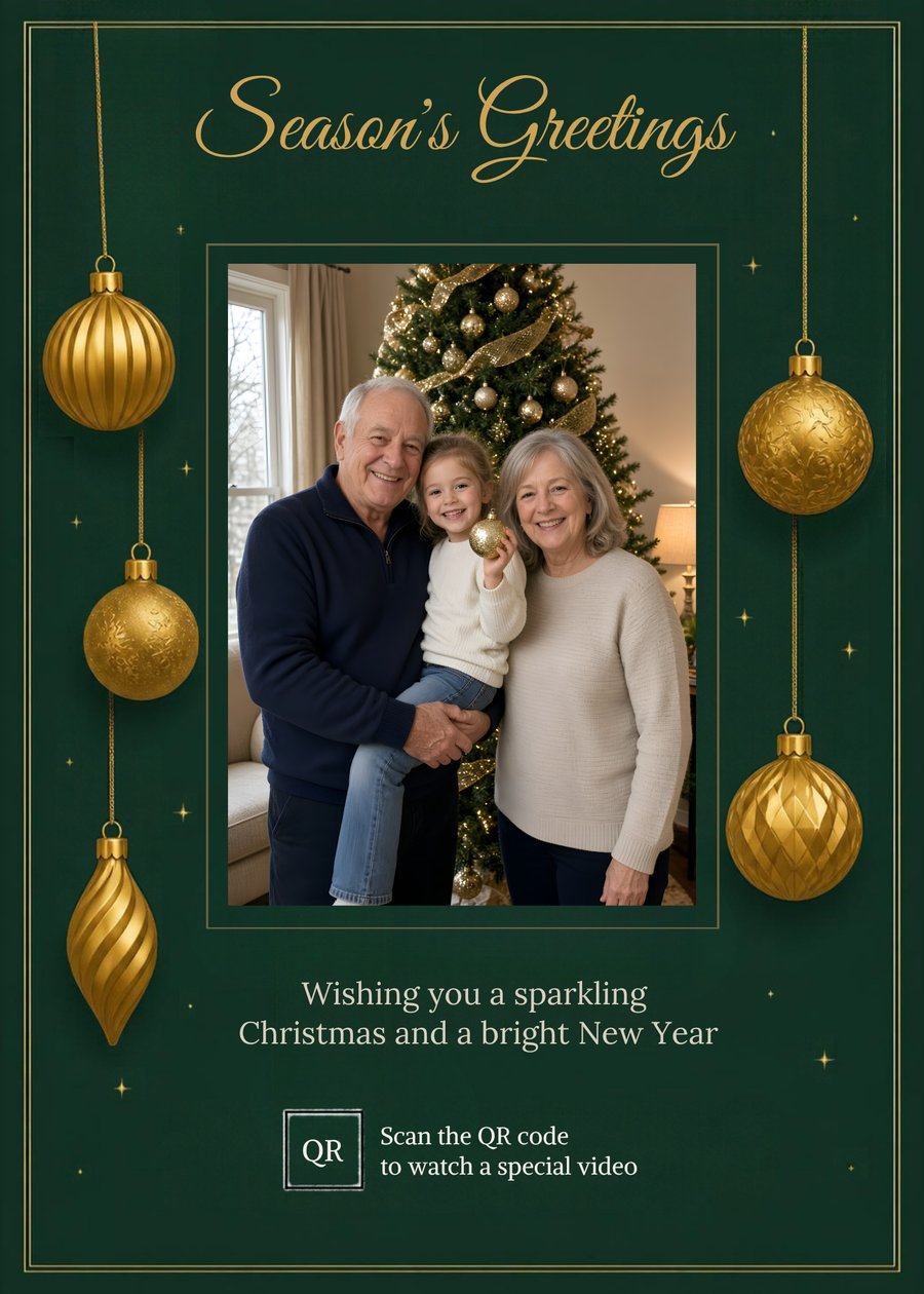 Season’s Greetings Gold Christmas card design