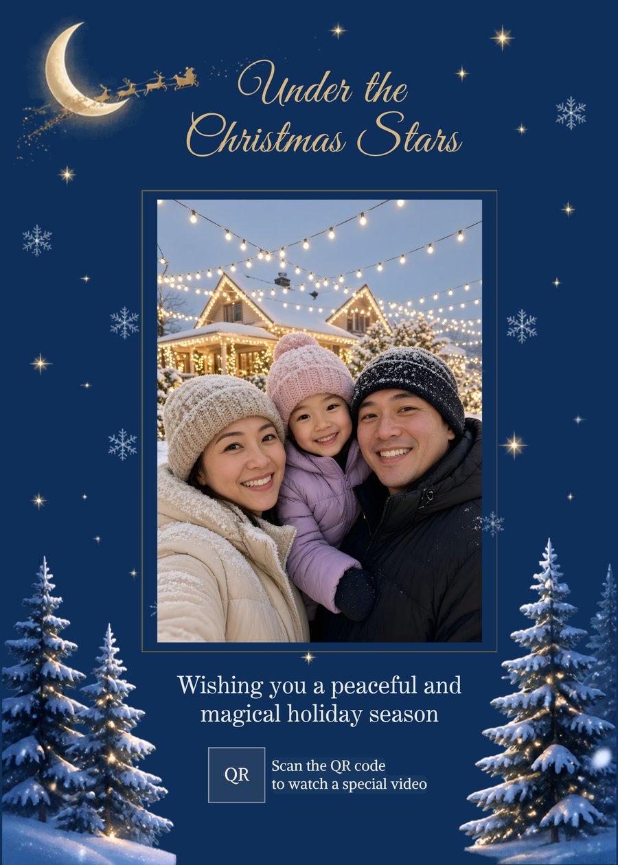 Under the Christmas Stars Christmas card design